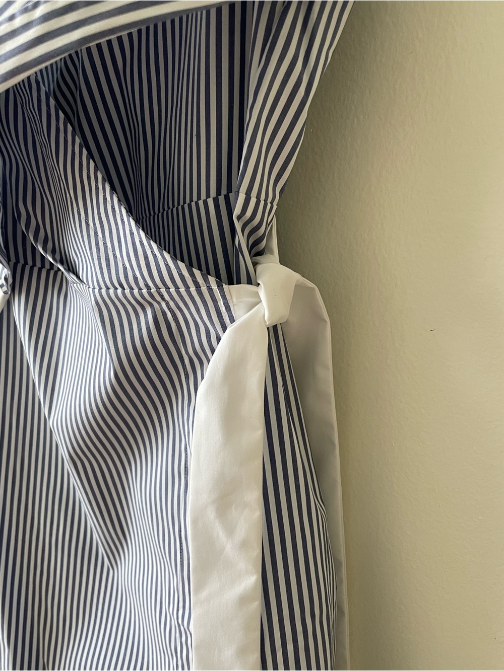 NEW SPANX Blue White Striped Wrap Shirt Dress Long Sleeve Stretch Cotton, Size S - Picture 6 of 14